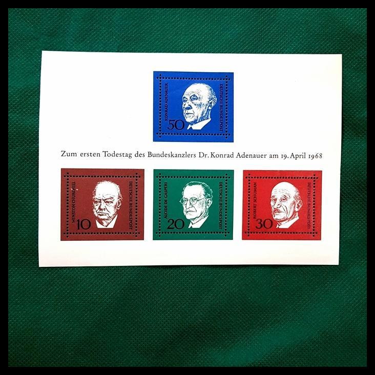 

TERBARU PRANGKO JERMAN. GERMANY ADENAUER COMMEMORATION MINI SHEET 1968 MNH !!!!!!