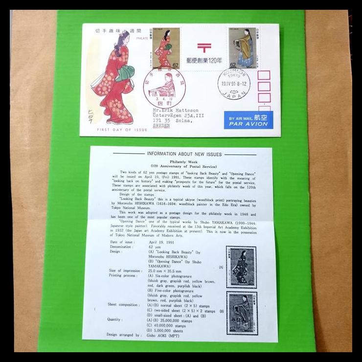 

DISKON PRANGKO JEPANG FDC PHILATELY WEEK LOOKING BACK BEAUTY, OPENING DANCE !!!!!