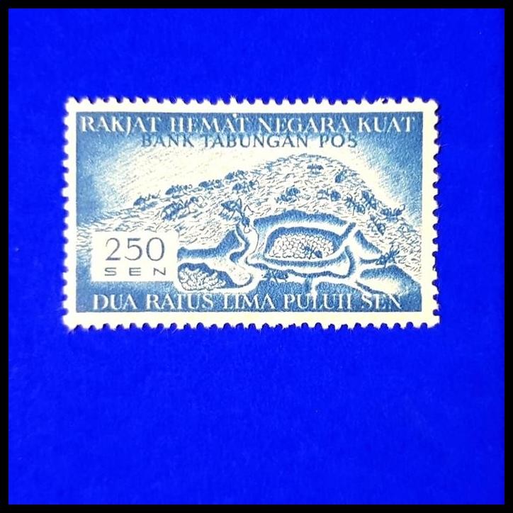 

TERMURAH PRANGKO BANK TABUNGAN POS, 250 SEN. "RAKJAT HEMAT NEGARA KUAT" !!