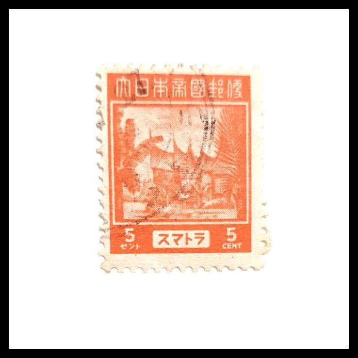 

HOT DEAL PRANGKO PEND. JEPANG DI SUMATRA. 5 CENT MINANGKABAU HOUSE. USED !!!!!!