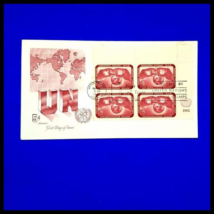 

TERMURAH PRANGKO UNITED NATIONS/PBB 1962. FDC A DECADE OF UNITED NATIONS STAMPS