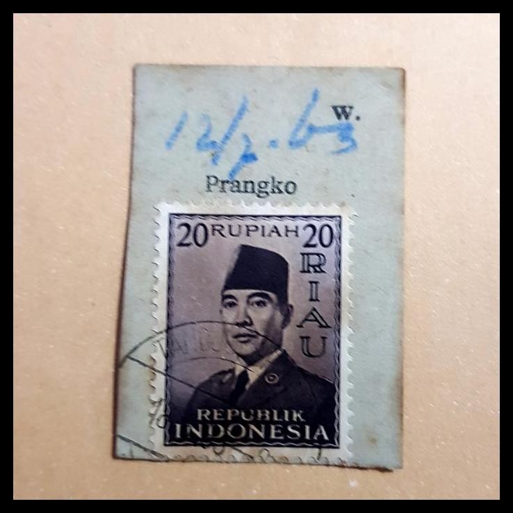 TERMURAH PRANGKO C.T. RIAU 20 RUPIAH, SOEKARNO CAP TANDJUNGPINANG. ISTIMEWA 