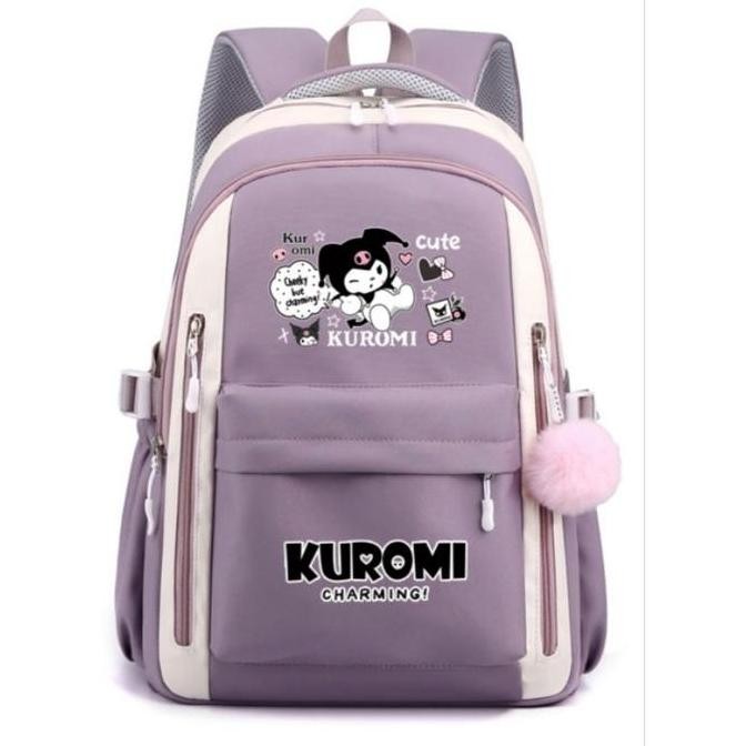 Miliki Tas Ransel Kuromi Charming Bags Tas Ransel Anak Murah Tas Sekolah Free Botol Minum Jam Tangan