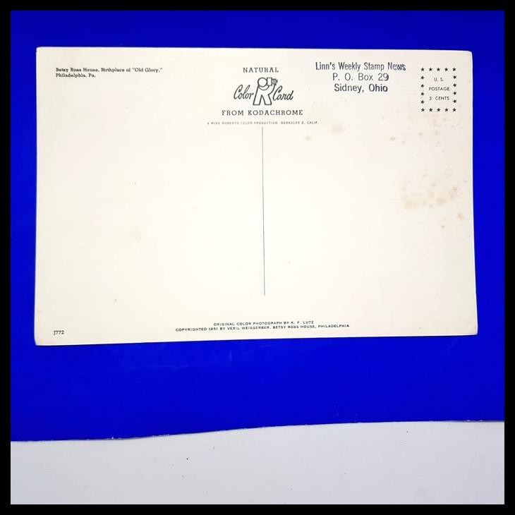 

GRATIS ONGKIR PERANGKO AMERIKA. KARTUPOS BETSY ROSS HOUSE, BIRTHPLACE OF "OLD GLORY" !!!!!!