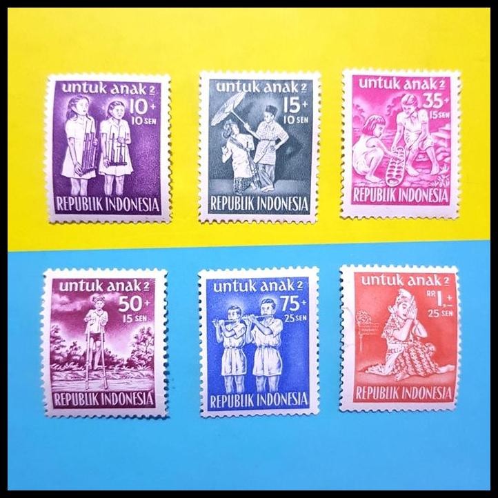 

BEST DEAL PRANGKO INDONESIA 1954. UNTUK ANAK - ANAK. SET LENGKAP (6V) !!!!!!