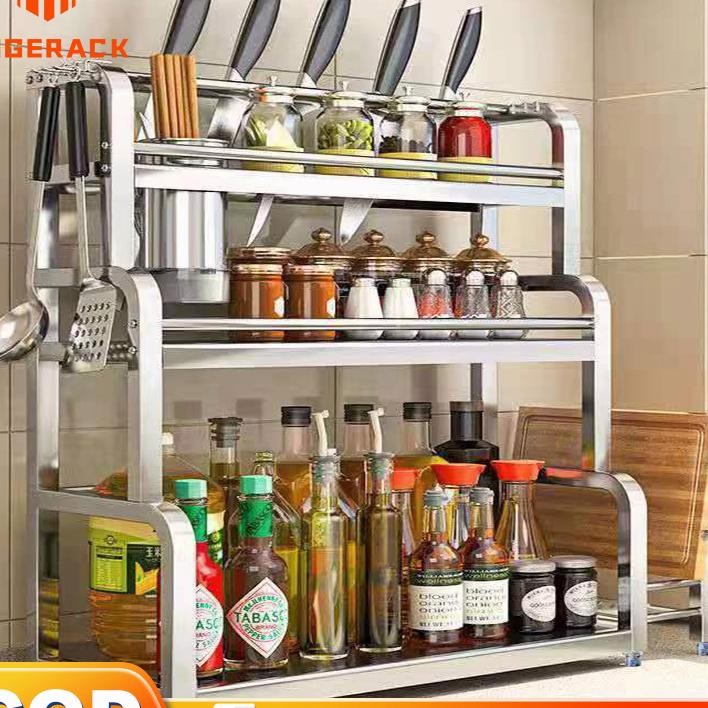 Rak Bumbu Dapur Stainless Steel Rak Bumbu 3 Susun Rak Dapur Stainless Rak Meja Makan Serbaguna 3 2 S