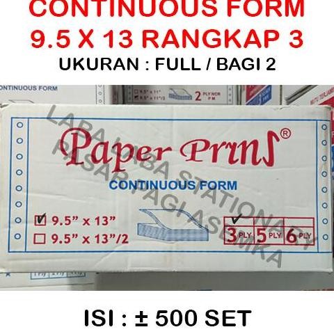 

TERBARU! Continuous Form Paper Print 9.5 x 13 // 9.5 x 13/2 Rangkap 3