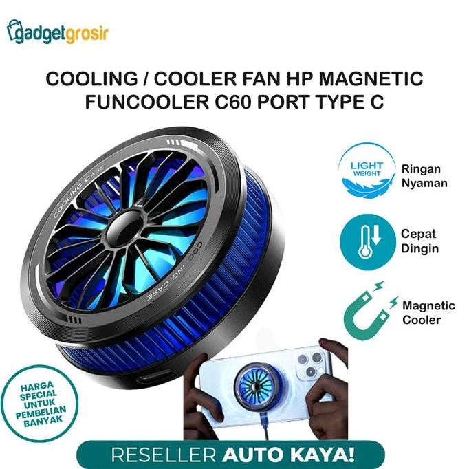 TERLARIS Cooling Fan Magnetic Funcooler C60 Phone Cooler Pendingin HP Gaming