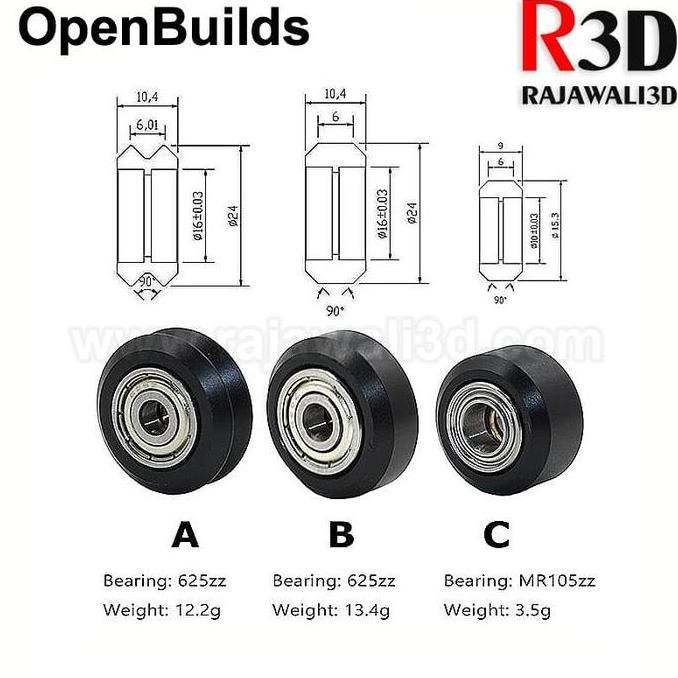 Up Openbuilds Cnc V-Slot Pom Delrin V Wheel V-Wheel Dual W 625Zz Bearing Terlaris