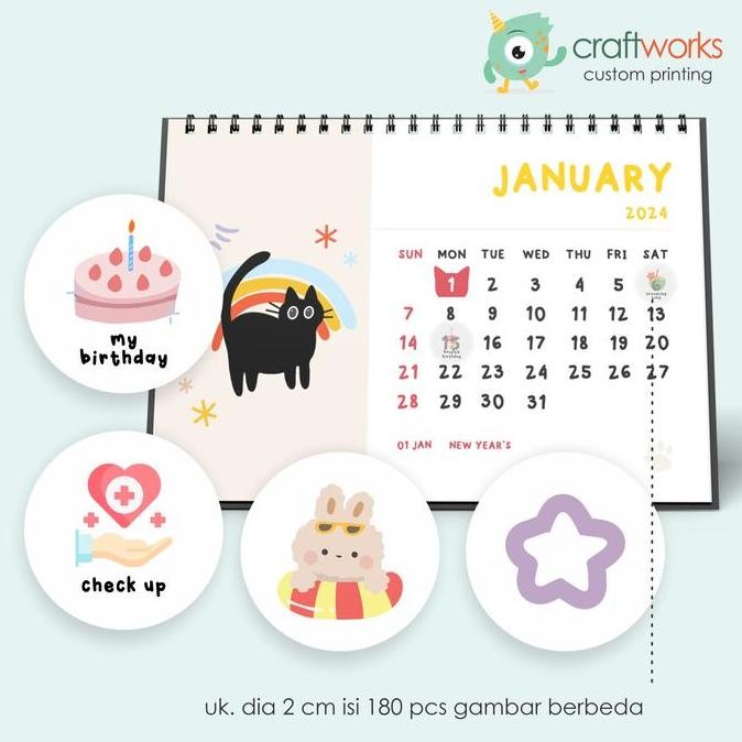 

langsung order saja] STICKER PENANDA KALENDER MEMO / AGENDA - STICKER TRANSPARANT LUCU ISI