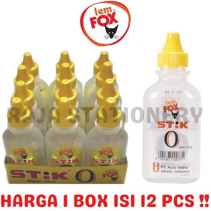 

LEM FOX STICK O 60gr - Lem Cair Transparan Botol Stic Fox Isi 12pcs/Lusin