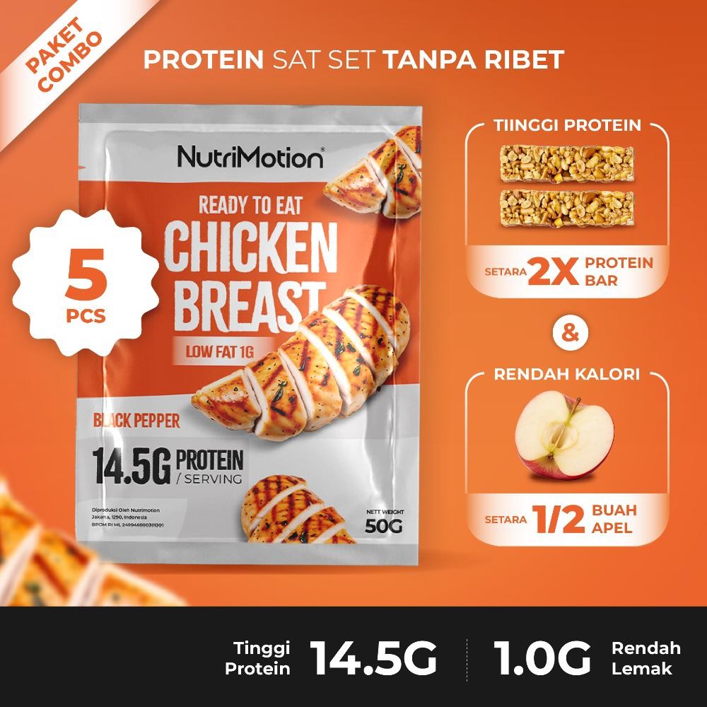 

NutriMotion Dada Ayam Tinggi Protein Ready to Eat | Paket Combo 5pcs | Rendah Lemak & Kalori Dengan Rasa Blackpepper