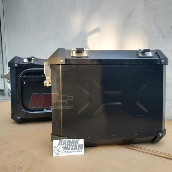 Side - Box Samping Motor Badak Hitam Alumunium Pannier 27liter