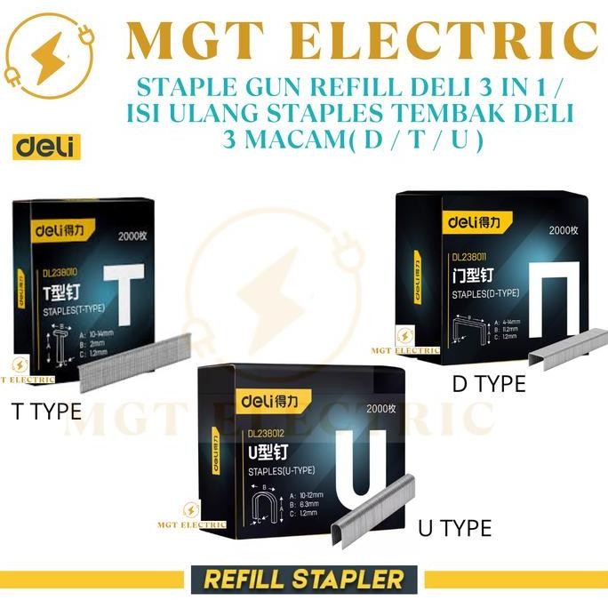 

ready !!! Staple Gun Refill Deli 3 in 1 / Isi Ulang Staples Tembak DELI 3 macam