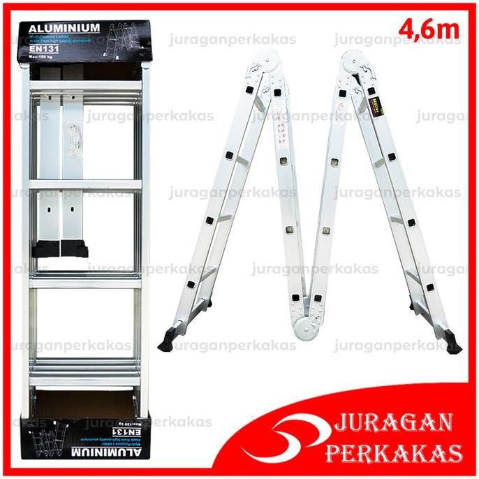 

Terlaris Tangga Lipat A 4.6 Meter Multifungsi Aluminium Double Ladder 4 X 4
