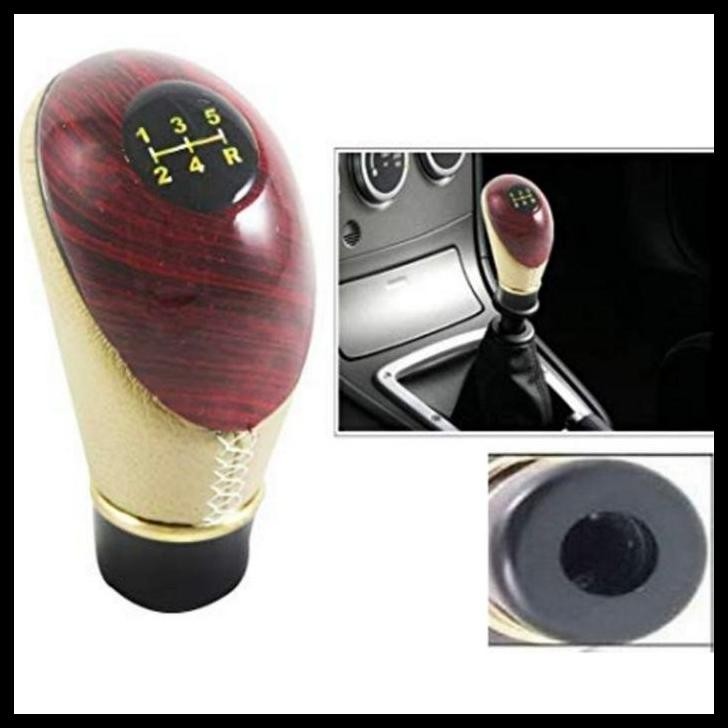 TERMURAH GEAR KNOB MOBIL KARIMUN ESTILO MANUAL SHIFT KNOB MOTIF KAYU KULIT 
