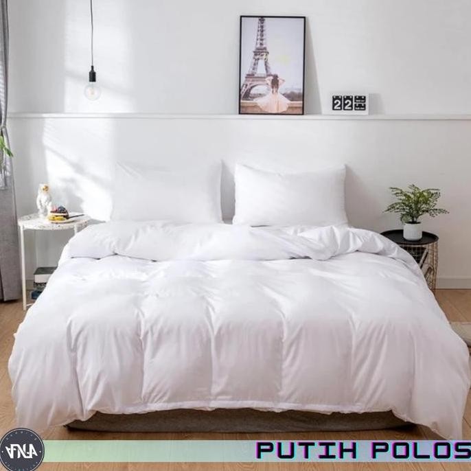 BEDCOVER SET HOTEL/Bedcover+Sprei Set Hotel Warna Putih los Ukuran Single-Extra King Katun