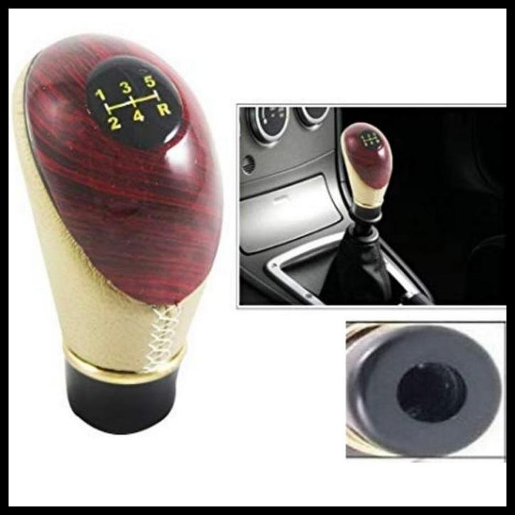 HOT DEAL GEAR KNOB MOBIL TERIOS MANUAL SHIFT KNOB MOTIF KAYU KULIT 