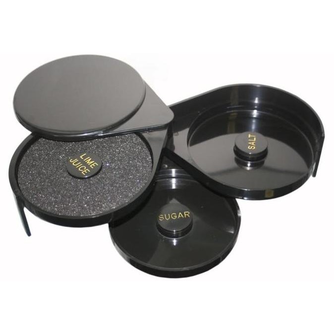 

best seller] 3-TIER GLASS RIMMER for SALT, SUGAR & LIME JUICE with BLACK SPONGE