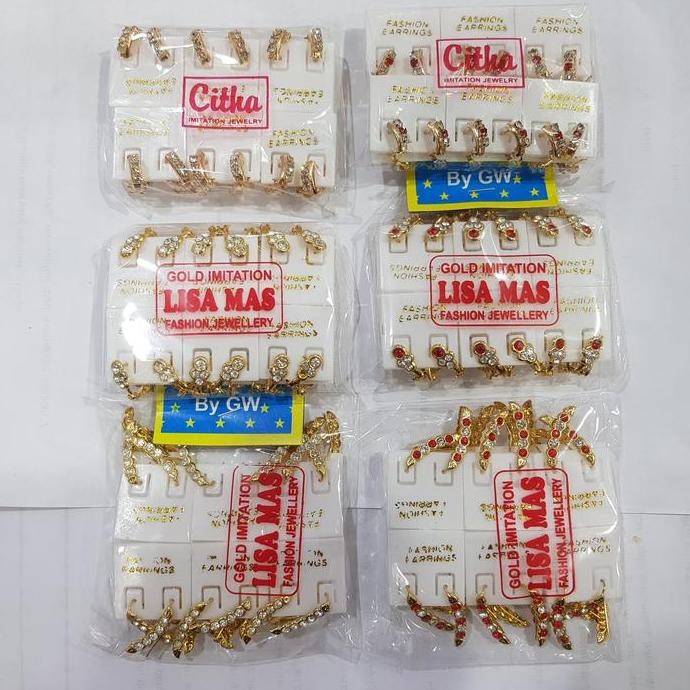 Anting Klip Giwang Sepuh Emas Aksesoris Wanita Grosir