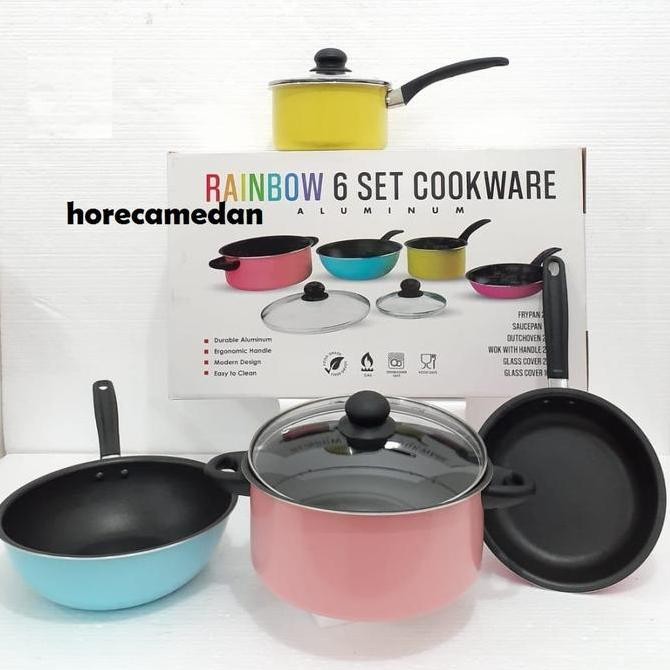 ~~~] Panci Set Rainbow 6 Set Cookware aluminium teplon anti lengket