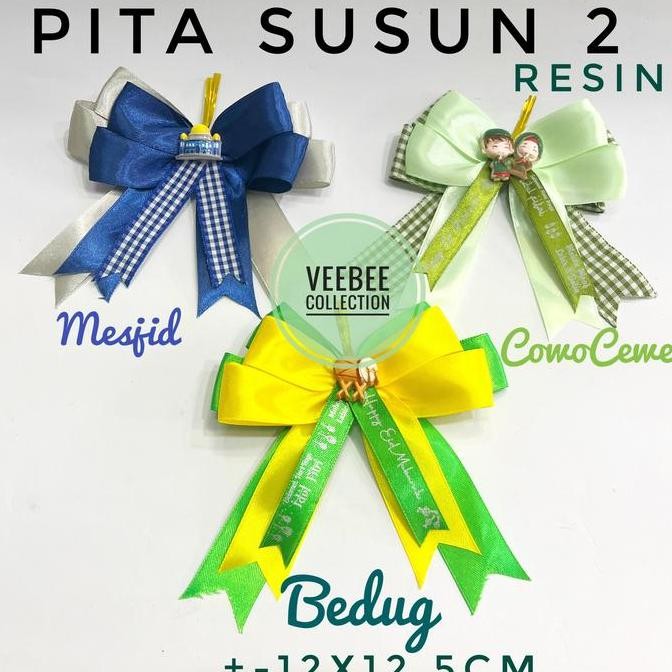 

Silahkan Order] Pita Susun 2 Hiasan Clay Resin idul fitri lebaran/ pita hias hampers