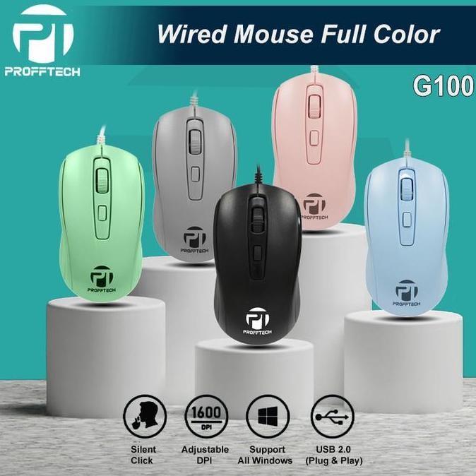 Mouse Wired Silent click Full Color PROFFTECH G100 TERBAIK