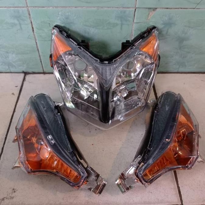 reflektor lampu depan dan sein supra x 125 new batman karbu custom hitam orange