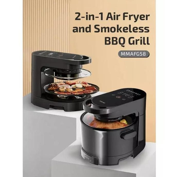 

Mayer 2 In 1 Multipurpose Air Fryer & Smokeless BBQ Grill 5L Capacity (MMAFG58)
