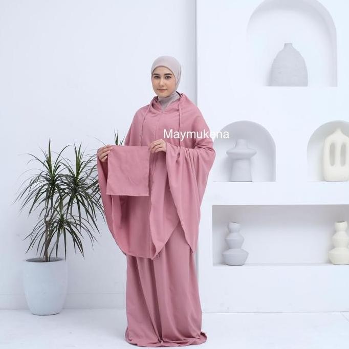 new  Mukena Dewasa Traveling Mini Pouch  Set Sejadah Polos   Mukenah Sajadah