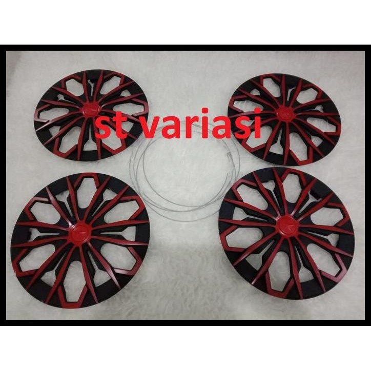 DISKON COVER DOP VELG RING 13 DAN 14 MERAH KOMB HITAM GRAND LIVINA 