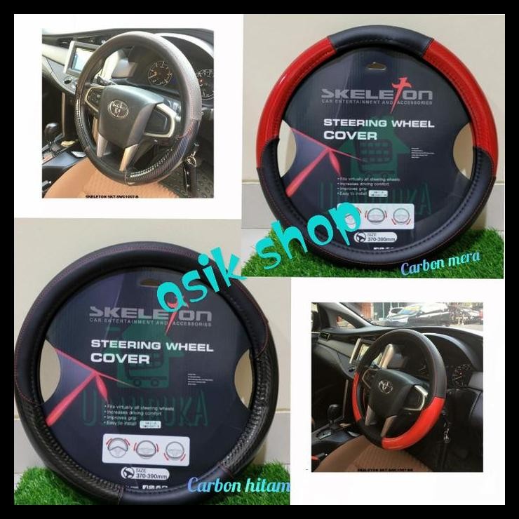TERMURAH SARUNG STIR MOBIL PAJERO SPORT CARBON MERAH & CARBON HITAM 