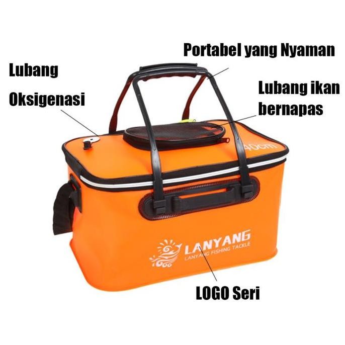 Box Umpan Pancing 40CM 45CM 50CM / Box Ikan Portble Bahan EVA / Ember Lipat Umpan Pancing Hidup Box 