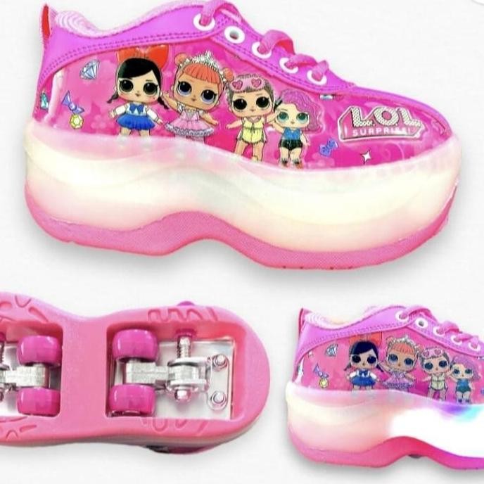 Sepatu Roda 4 Anak / Sepatu Roda Led Karakter / Roller Shoes Roda 4