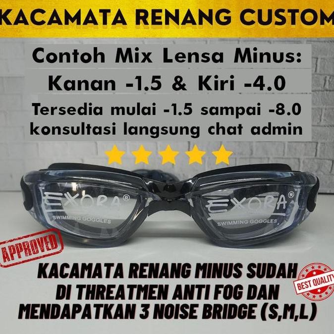 Kacamata Renang Minus Custom 1.5 2 3 4 5 6 7 8