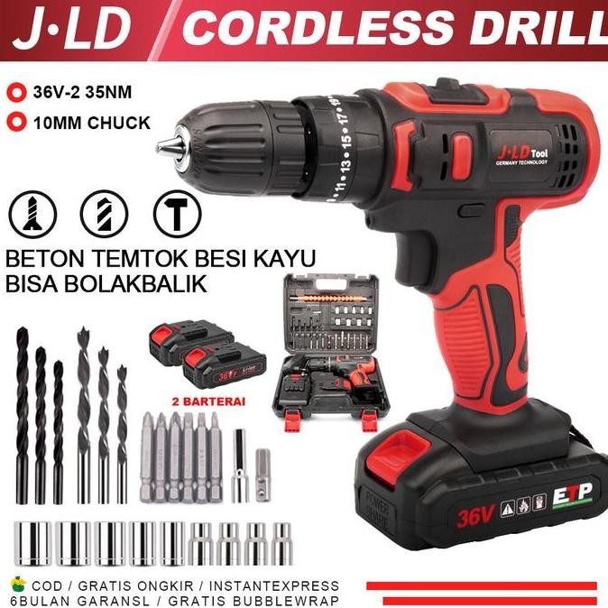 Jld 36V Mesin Bor Baterai 36-2 Bor Impact Listrik Bor Cordless Bor Cas