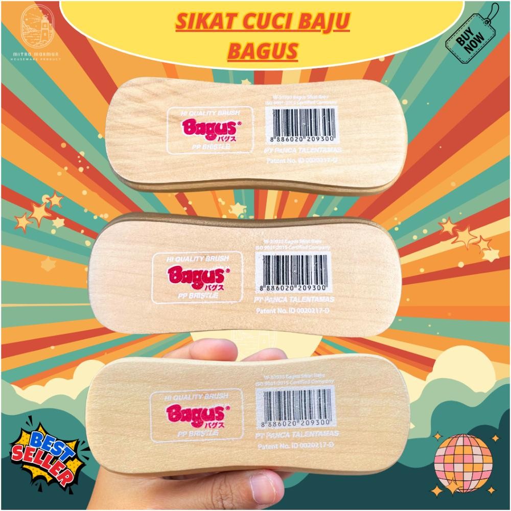 Bagus - Sikat Baju Kayu Merk Bagus Sikat Cuci Pakaian Serbaguna Bulu Lembut Type 930 Terlaris