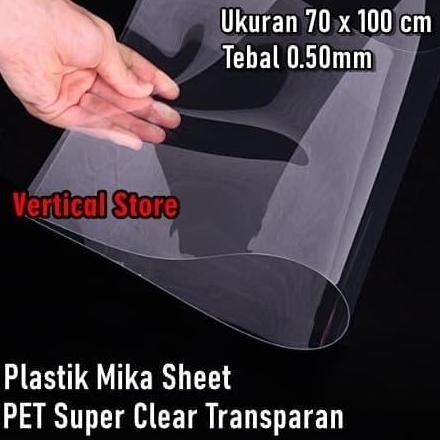Plastik Pet Mika Kaku Lembaran Bening Kaca 70 X 100 Cm Tebal 0.50Mm