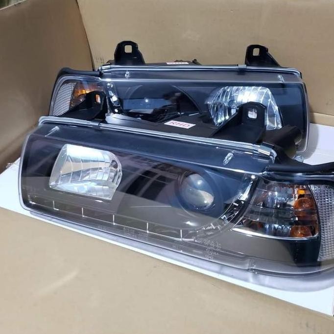 headlamp BMW E36 black housing
