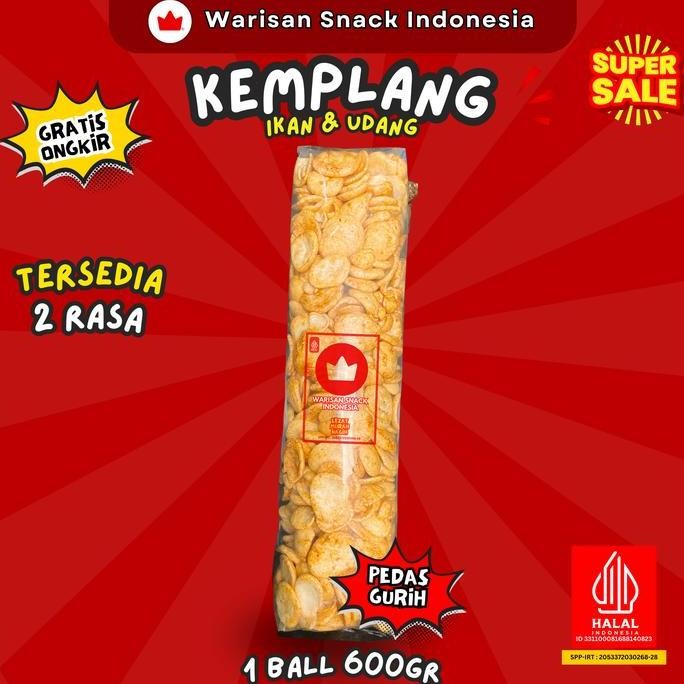 

(1 Ball) Kerupuk Kemplang Ikan Warisan Snack Indonesia (600Gr), Makanan Ringan Krupuk Palembang Manis Cemilan Murah Halal Pedas Daun Jeruk Keripik Food Asin Kerupuk