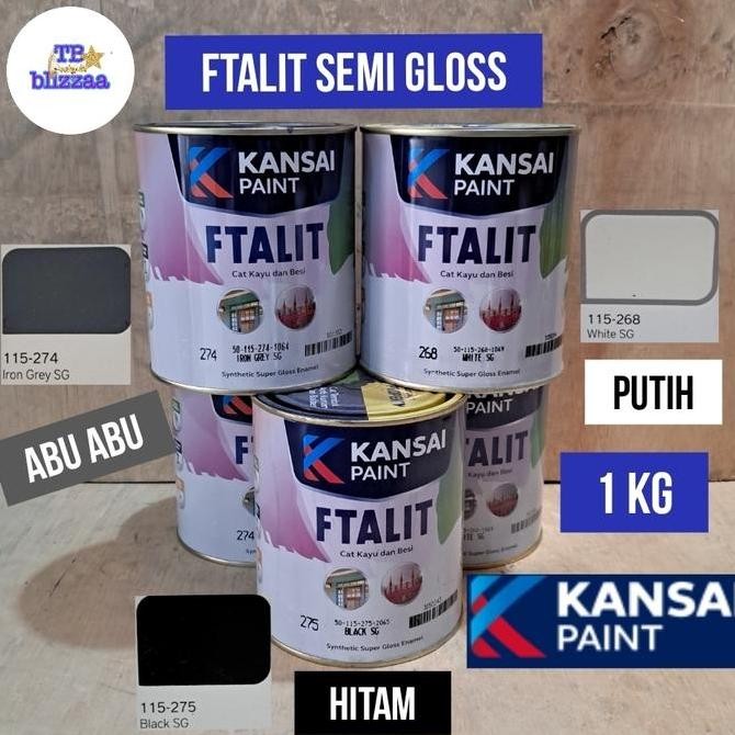 

NEW FTALIT White SG268 FTALIT Black SG275 FTALIT Iron Grey SG274 Ftalit Semi Gloss 1kg Kansai Paint