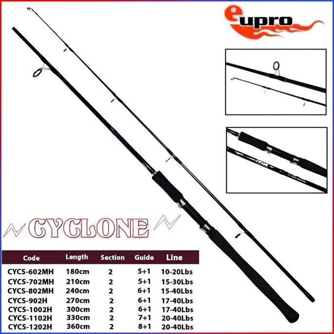 EUPRO Joran Pancing Spinning CYCLONE Sambung 2 180CM - 360CM Cocok Untuk Galatama Pasiran Surf Fishi