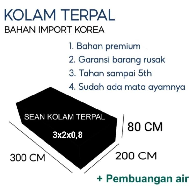 Terpal Kolam Hitam 3x2x0,8 / 2x3x0,8 / 300x200x80 / 200x300x80 Kolam Terpal Ikan