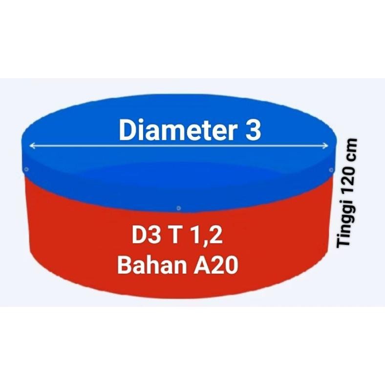 Kolam terpal Terpal kolam Kolam bulat Bahan A20 Ukuran Diameter 3 Tinggi 1,2 meter