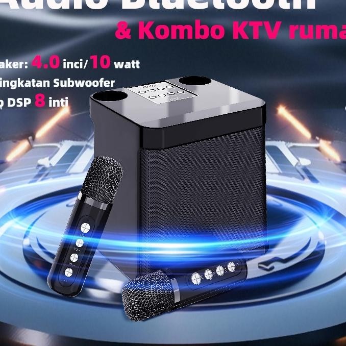 Speaker Bluetooth Karaoke 2 Mic Speaker Aktif Bluetooth Full Bass Subwoofer 3D Stereo Tv Aux Speaker