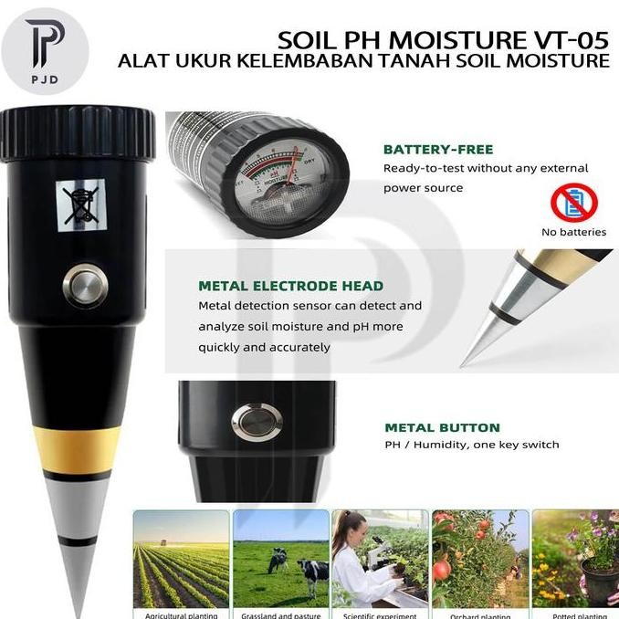 ALAT UKUR KELEMBABAN TANAH SOIL MOISTURE PH METER TESTER VT05 (VT-05) ORIGINAL DAN TERPERCAYA
