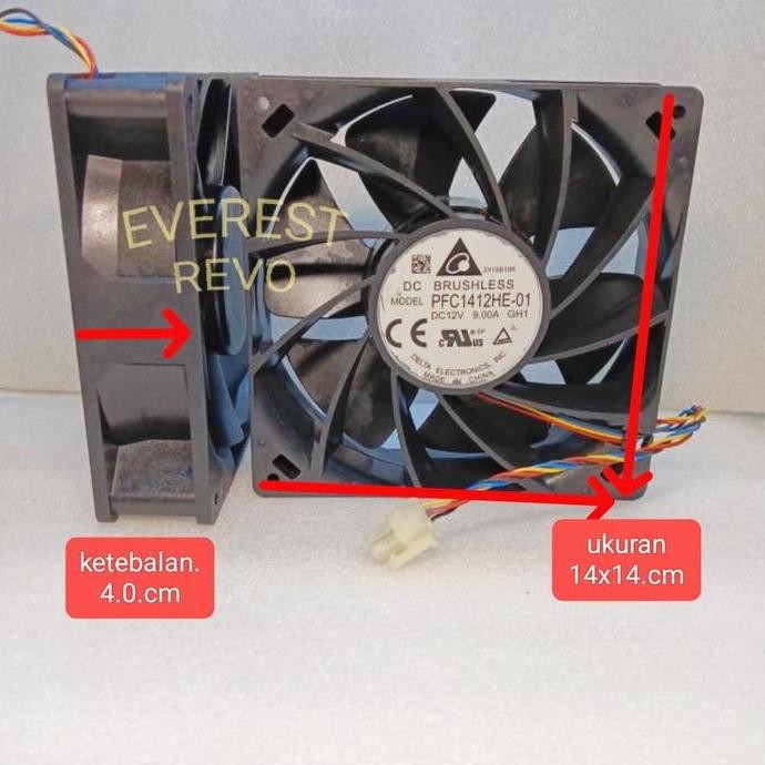 BARU  fan DC 14x14 cm 12v/ kipas DC 12 vol 14 x 14 cm 9.0 amp