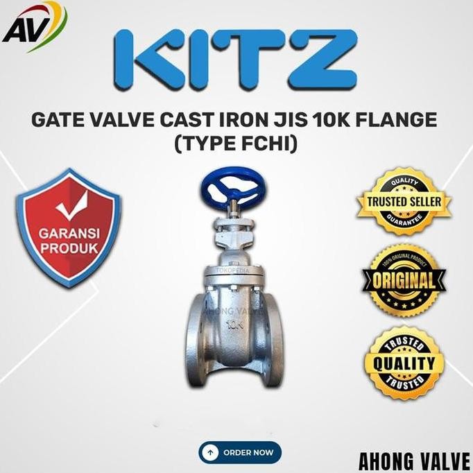 2,5" Gate Valve Jis 10K Flange Cast Iron Besi Merk Kitz Original Type Fchi - Ukuran Dn65 2 1/2" Inch