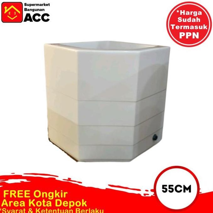 Bak Air Marble Minimalis 55 / Bak Sudut Kamar Mandi Putih