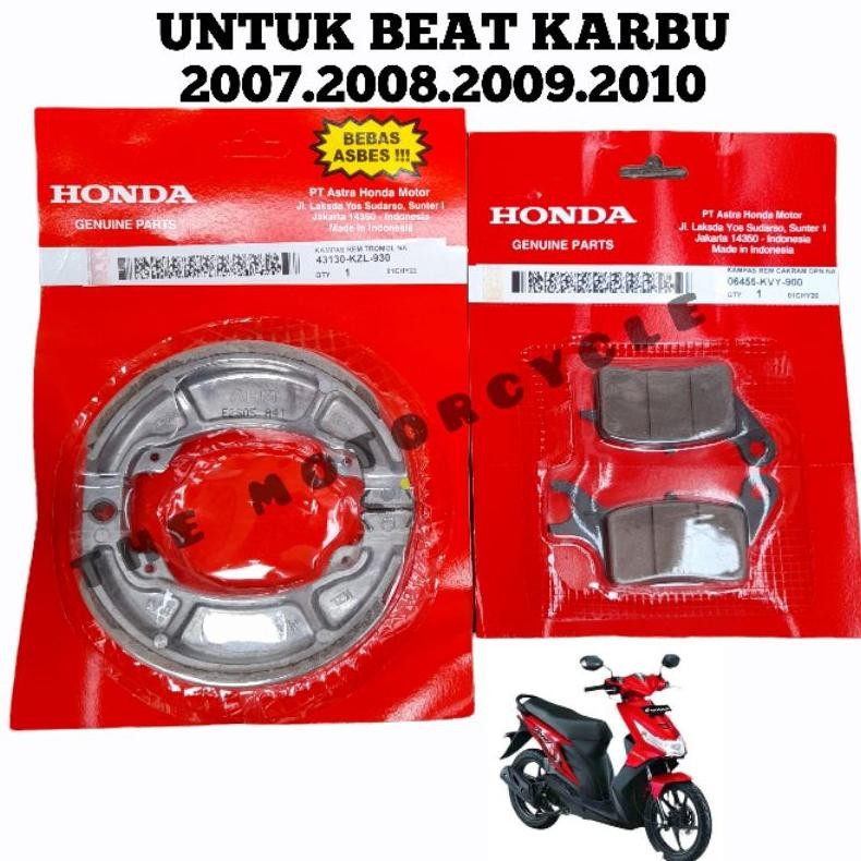 Murah Paket Kampas Rem Depan Belakang Beat Karbu 2007.2008.2009.2010(Kvy-Kzl) Promo